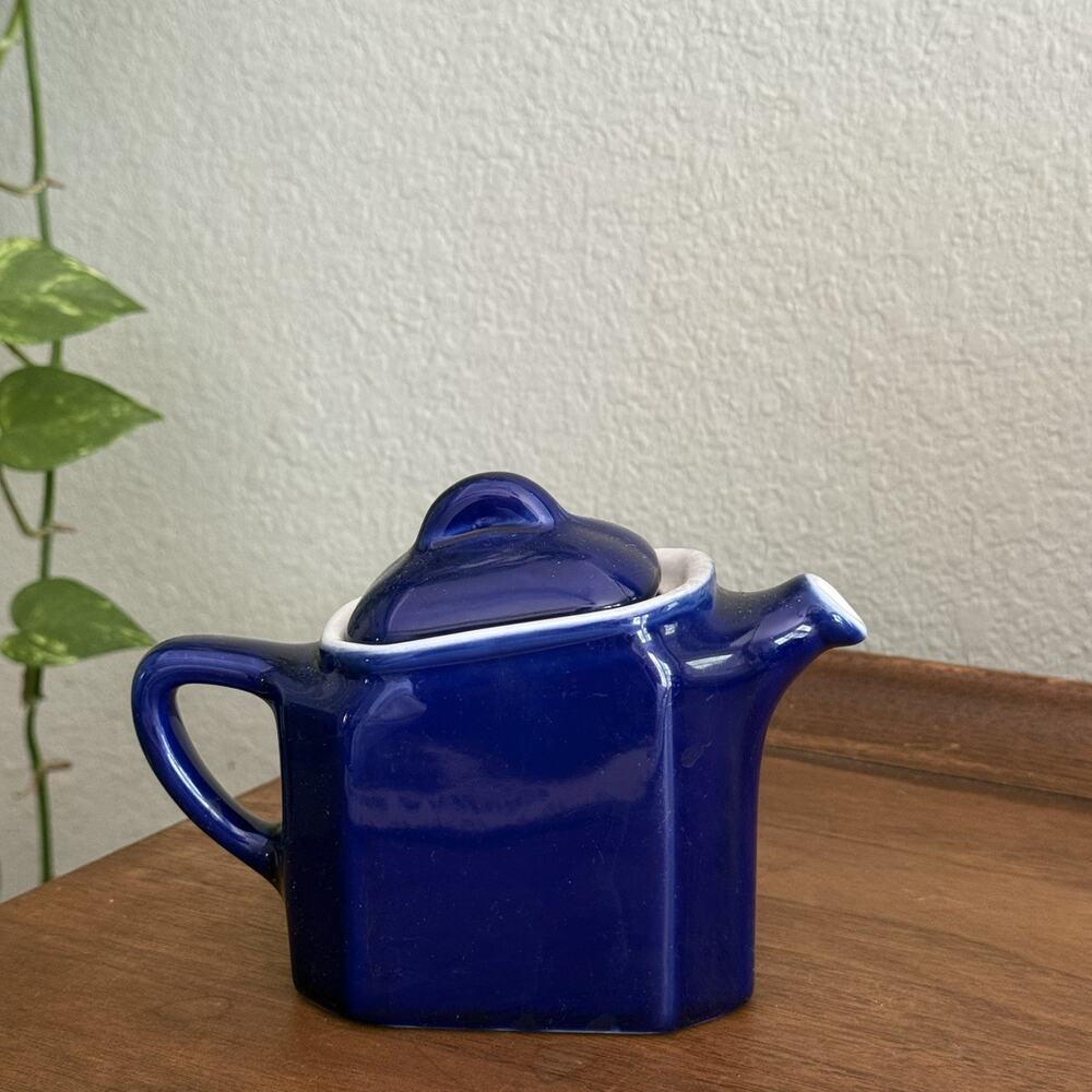 Vintage Teapot Porcelain Cobalt Blue Individual Small